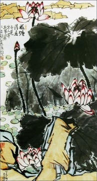 Li kuchan lotus traditional Chinese Oil Paintings